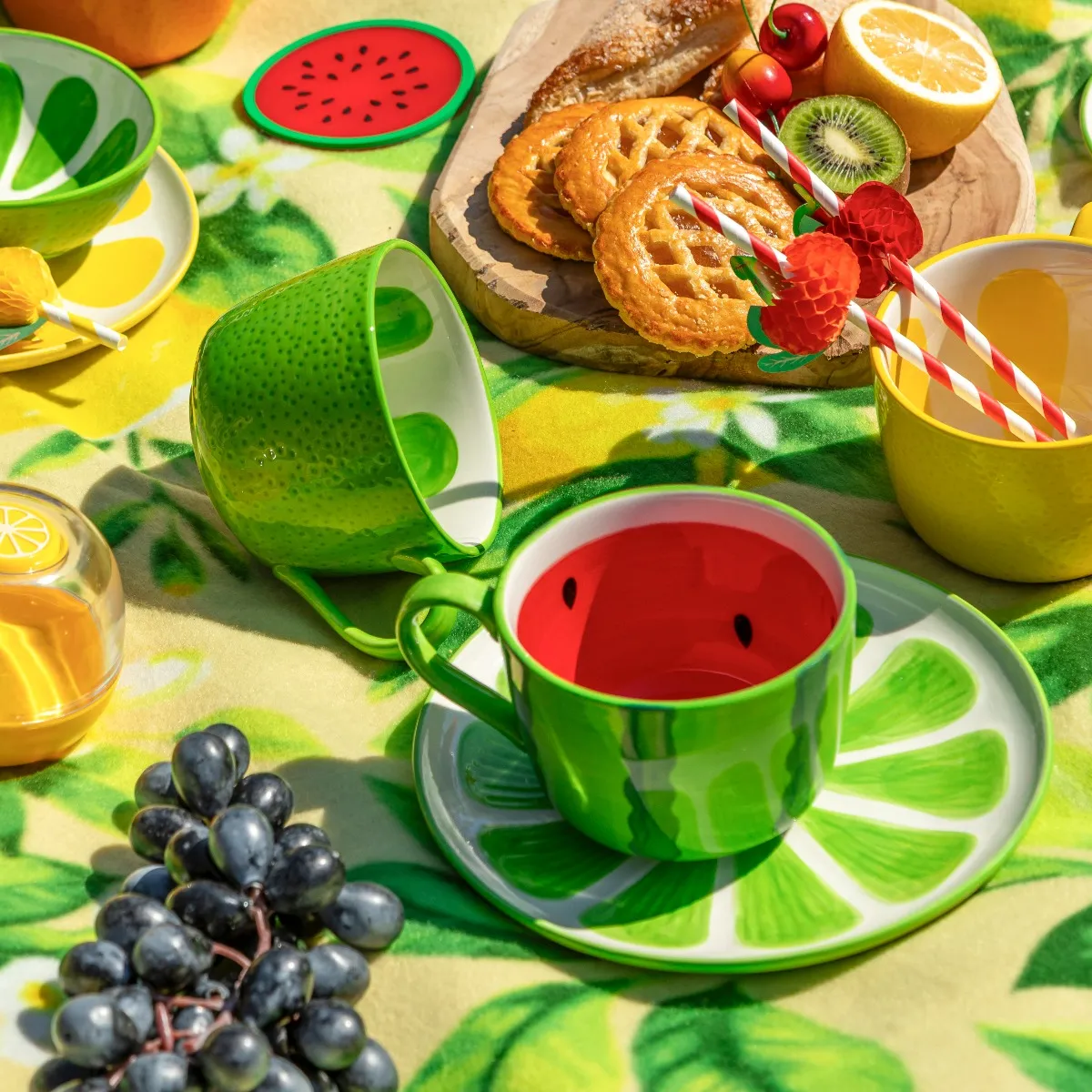 Filiżanka do kawy i herbaty ceramiczna Altom Design Tropicana arbuz 470 ...