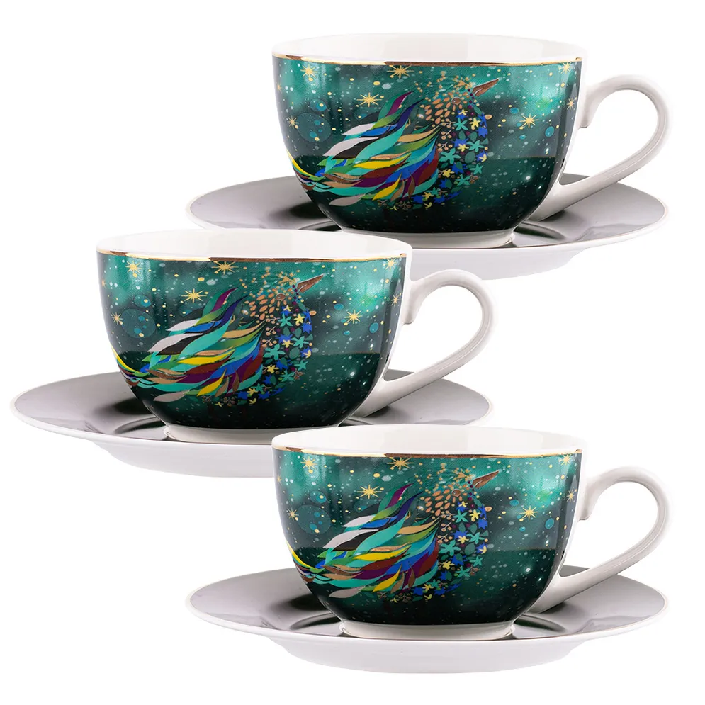 Filiżanki do kawy i herbaty porcelanowe ze spodkiem Boże Narodzenie ...