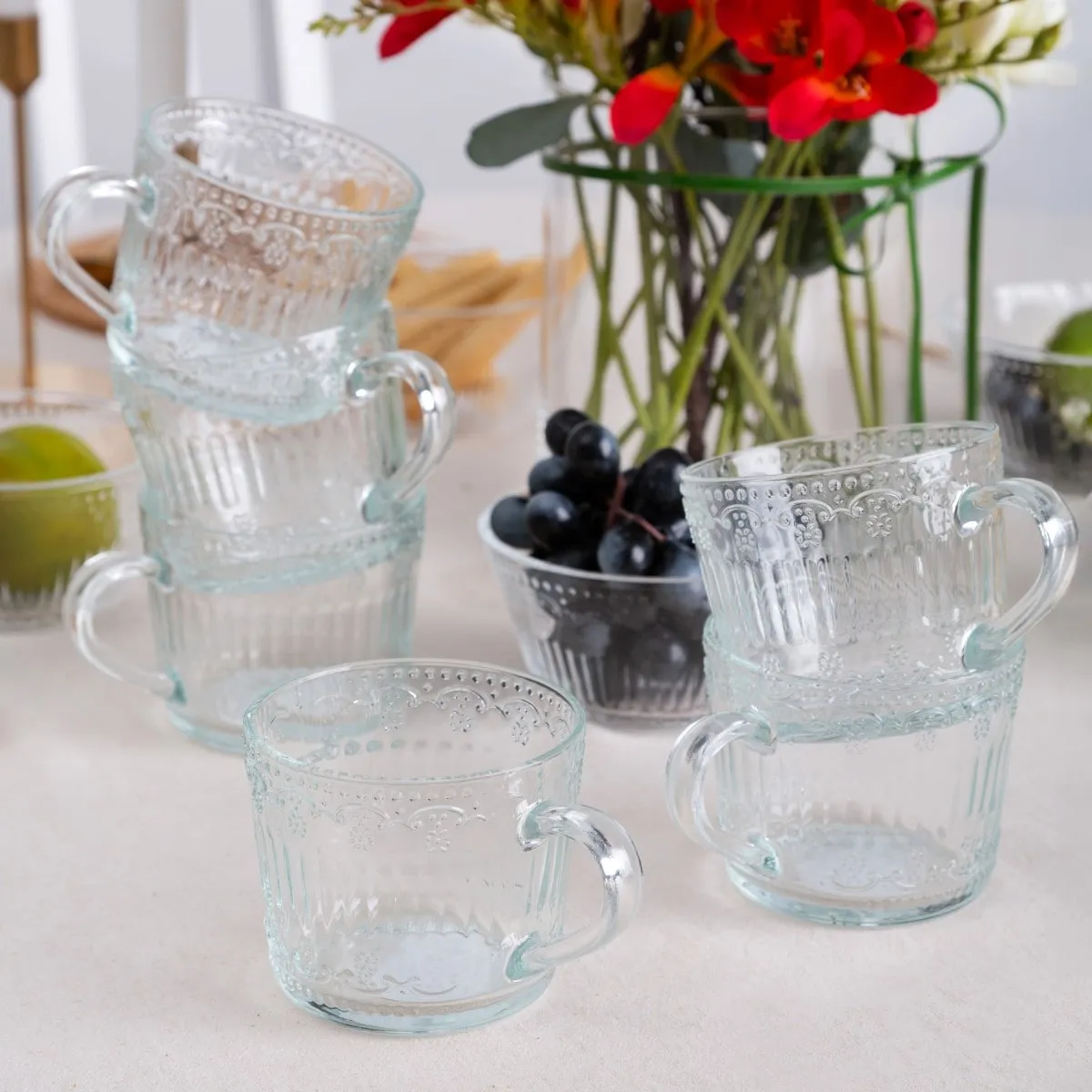 Lot De 6 Assiettes En Verre Altom Design Karen - Diamètre 17,5 Cm - Pour Dessert, Salade, Fruits, Décoration De Table élégante