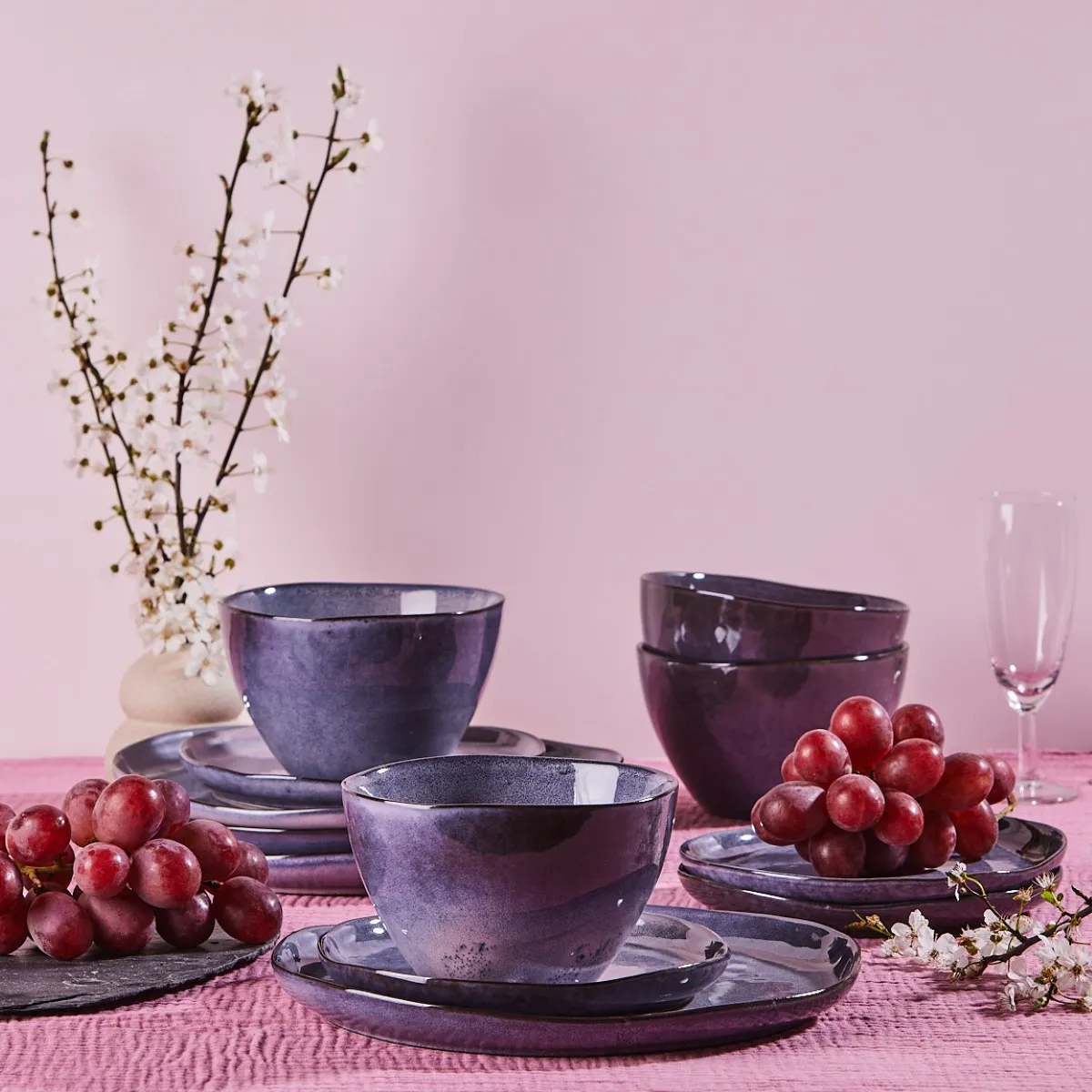 Serwis obiadowy porcelanowy Altom Design Reactive Fiolet na 4 osoby (12 ...