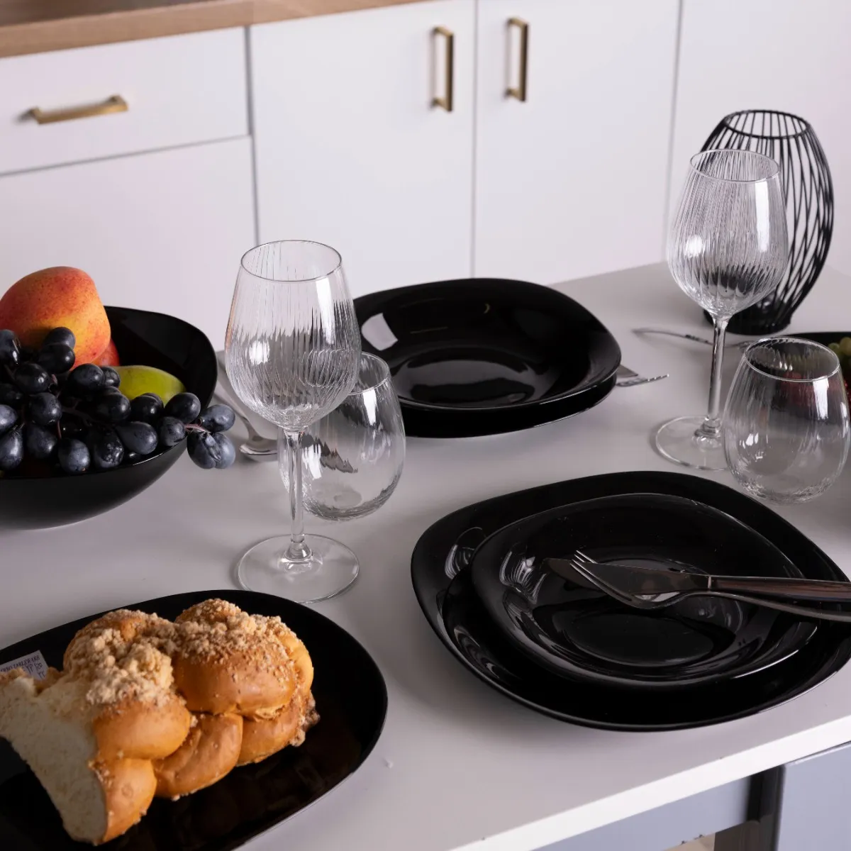 Talerz obiadowy szklany Altom Design Black Harmony czarny 27,5 cm ...